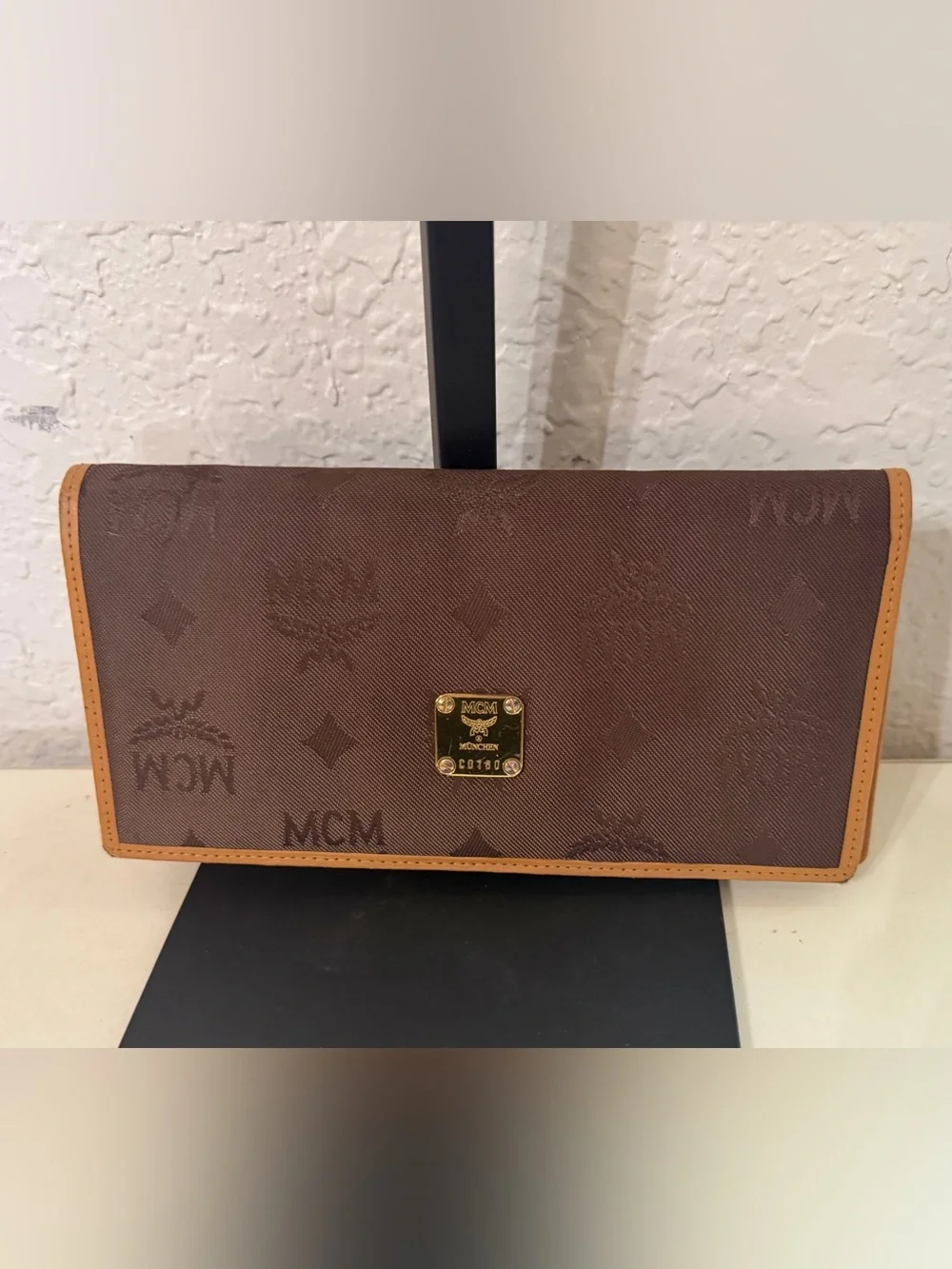 MCM Dark Brown Logo-Print Wallet